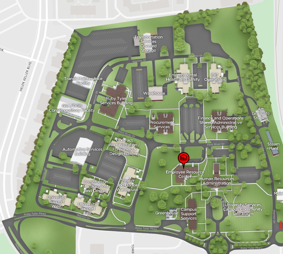 map image of the location of the employee resource center