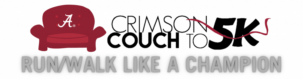 Drawing of a red couch next to the words Crimson Couch to 5K Underneath it reads, Run/Walk like a champion