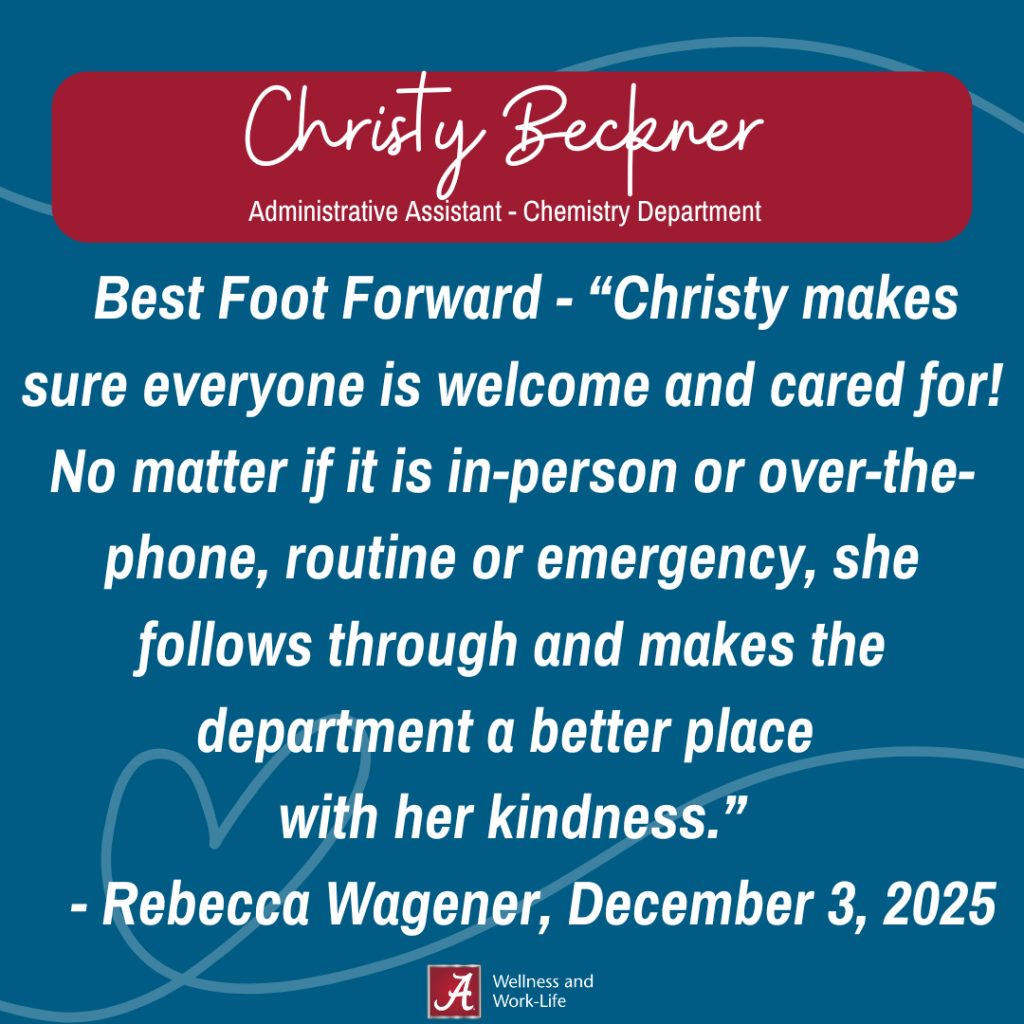 Christy makes sure everyone is welcome and cared for! No matter if it is in-person or over-the-phone, routine or emergency, she follows through and makes the department a better place with her kindness.